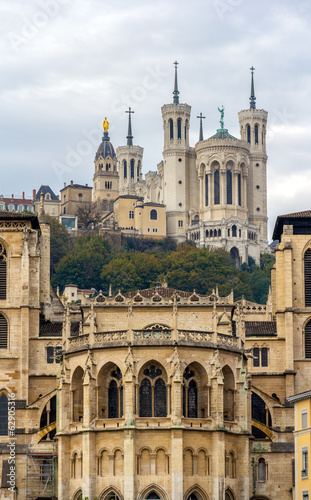 Fotoboard na płycie Katedra saint jean i bazylika notre dame de fourviere