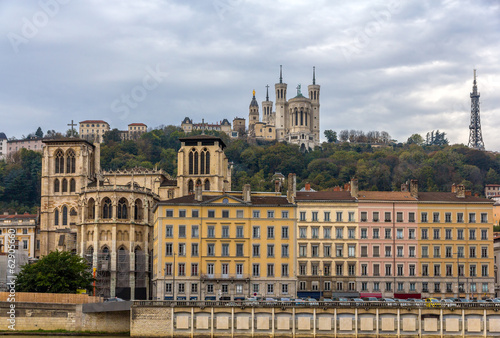 Fotoboard na płycie Katedra święty jean i bazylika Notre Dame w Lyonie