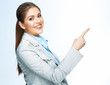 © Yuriy Shevtsov - Smiling business woman portrait. Finger show.