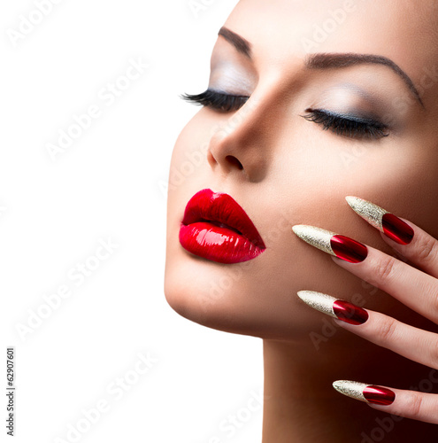 Naklejka dekoracyjna Fashion Beauty Model Girl. Manicure and Make-up