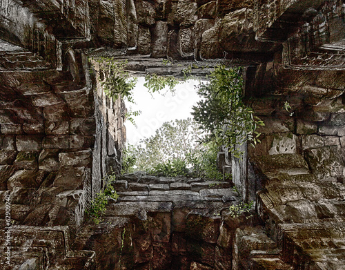 Fototapeta do kuchni Temple Tower Ceiling At Preah Khan