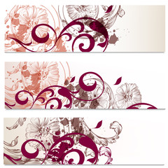 Wall Mural - Business cards set in floral style