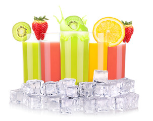 Wall Mural - tasty summer fruit drinks in glass with splash