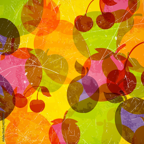 Naklejka dekoracyjna Vector Illustration of an Abstract Background with Fruits