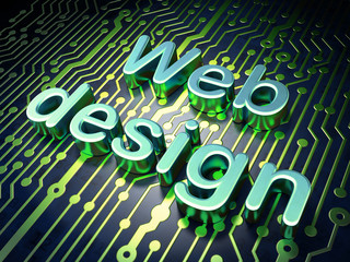 SEO web development concept: Web Design on circuit board