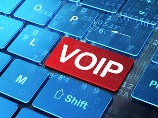 Wall Mural - Web design concept: VOIP on computer keyboard background