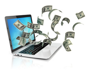 making money online - dollars and laptop