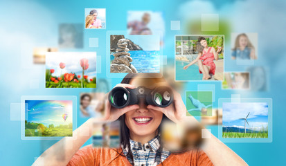 Female designer looking for stock photos online