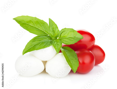 Plakat na papierze fotorealistycznym Mozzarella z pomidorkami koktajlowymi i bazylią