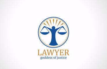 Wall Mural - Lawyer symbol Scales vector logo design. Legal icon