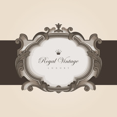 Wall Mural - Vintage frame border floral vector design. Flourish elegant