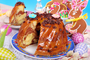 Wall Mural - easter marble ring cake with chocolate flakes