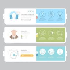 Wall Mural - responsive flat navigation banners with icons for templates