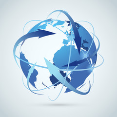 Wall Mural - global business idea - earth arrows paths