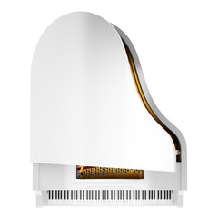 Wall Mural - top view of white grand piano isolated on white background