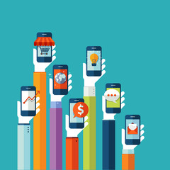 Wall Mural - flat design concept for mobile phone services