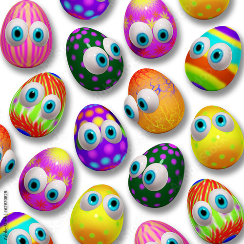 Cute Easter Eggs Cartoon 3d Pattern