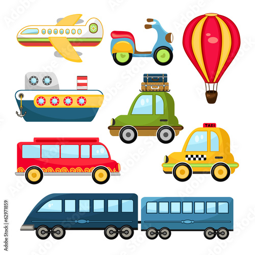 Naklejka - mata magnetyczna na lodówkę Cute Vector Transportation