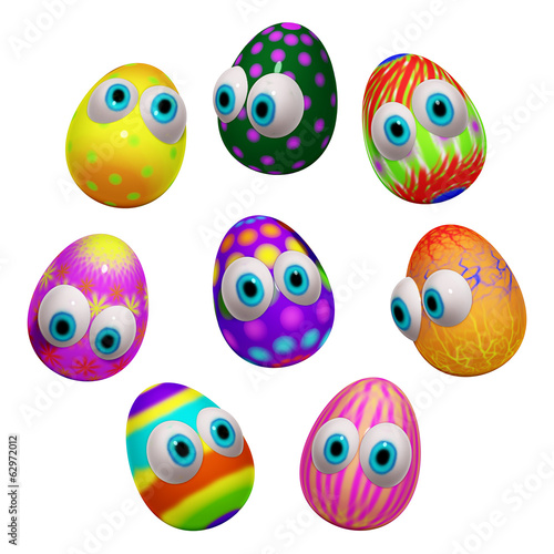 Set of Easter Eggs Cartoon 3d
