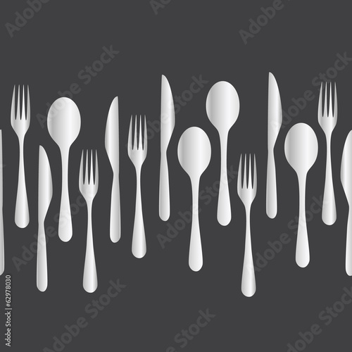 Board z aluminiowym obramowaniem Sztućce kuchenne - widelec, łyżka, nóż eps10