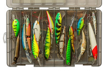 Set Of Fishing Lures In Box
