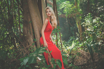 Sticker - Beautiful lady in tropical forest