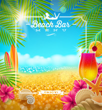Tropical Beach Bar Menu Vector Design