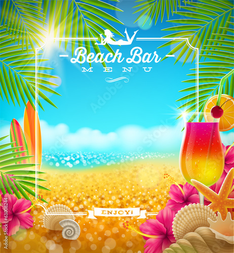 Tapeta ścienna Tropikalna plaża pasek menu wektor wzór