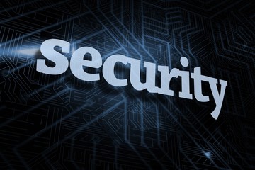 Wall Mural - Security against futuristic black and blue background