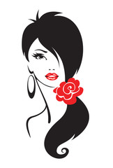 Wall Mural - Black and white illustration of elegant woman