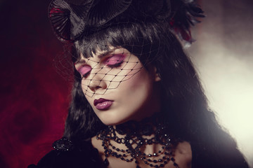 Poster - Portrait of romantic gothic girl with artistic makeup