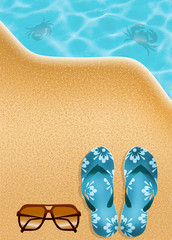 Canvas Print - flips-flops on the beach