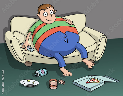 Couch Potato Cartoon Fat Man Buy This Stock Vector And Explore