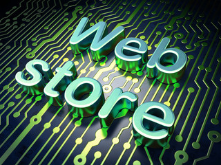 SEO web development concept: Web Store on circuit board