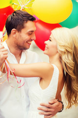 Sticker - couple with colorful balloons