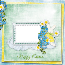 Easter Vintage Background With Bunny&card