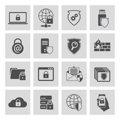 Wall Mural - Information technology security icons set