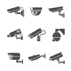 Wall Mural - Security Cameras Icons Set