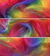 3 x Vivid rainbow chiffon banners