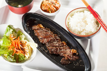 Beef Teriyaki Set, Set Menu Beef Teriyaki With Salad And Rice