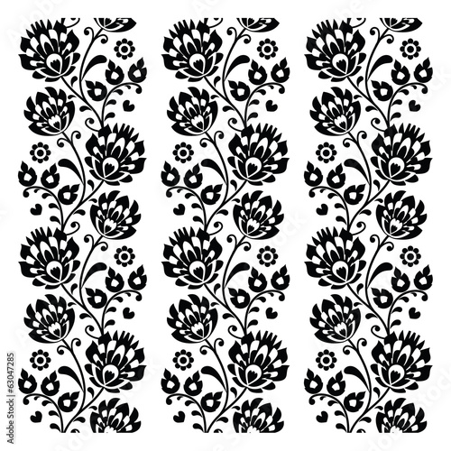 Obraz w ramie Seamless traditional folk polish pattern in black