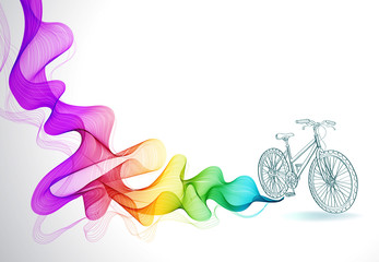 Wall Mural - Abstract colorful background with wave and bicycle