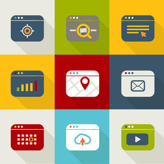 Poster - Different web browser icons set vintage style