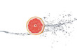 Slice of grapefruit in water splash