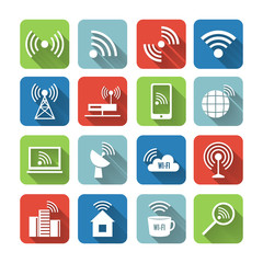 Canvas Print - Wireless Communication Network Icons Set