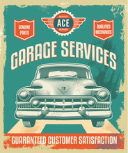Vintage Sign - Advertising Poster - Classic Car - Garage