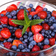 Fresh fruit salad with strawberries and blueberries