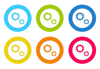 Wall Mural - set of rounded icons with gears symbol