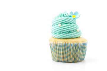 Vanilla cupcakes isolated white background