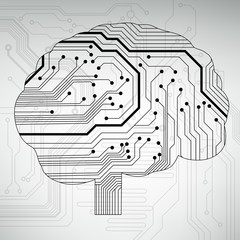 Aufkleber - EPS10 illustration with abstract circuit brain